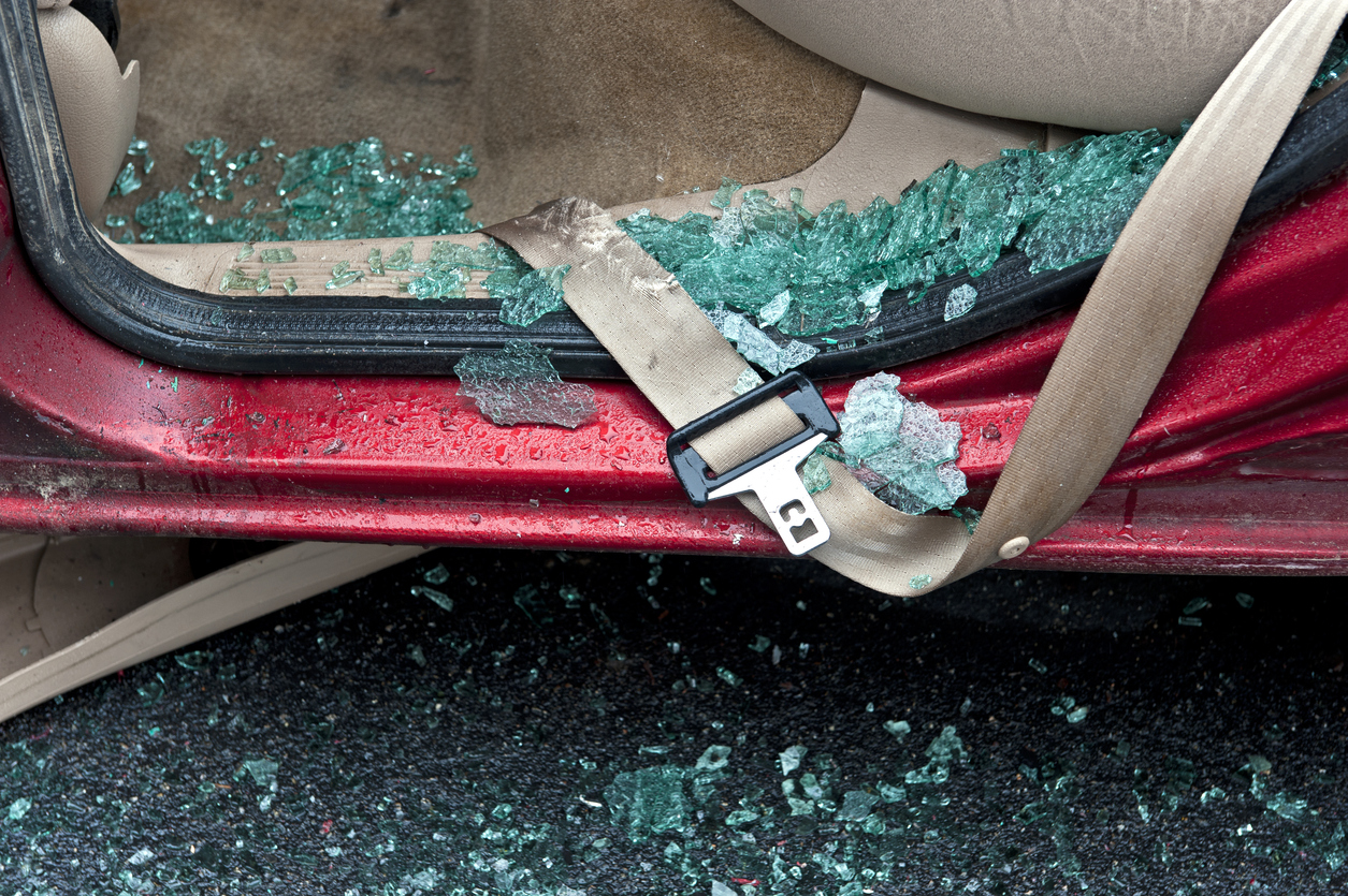 Broken Glass at a Tehachapi Car Wreck Scene