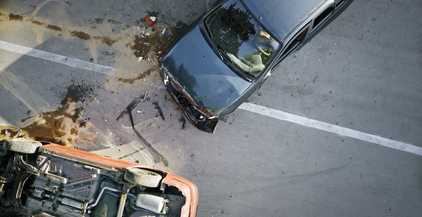Tehachapi Serious Two-Car Wreck Scene Aerial View