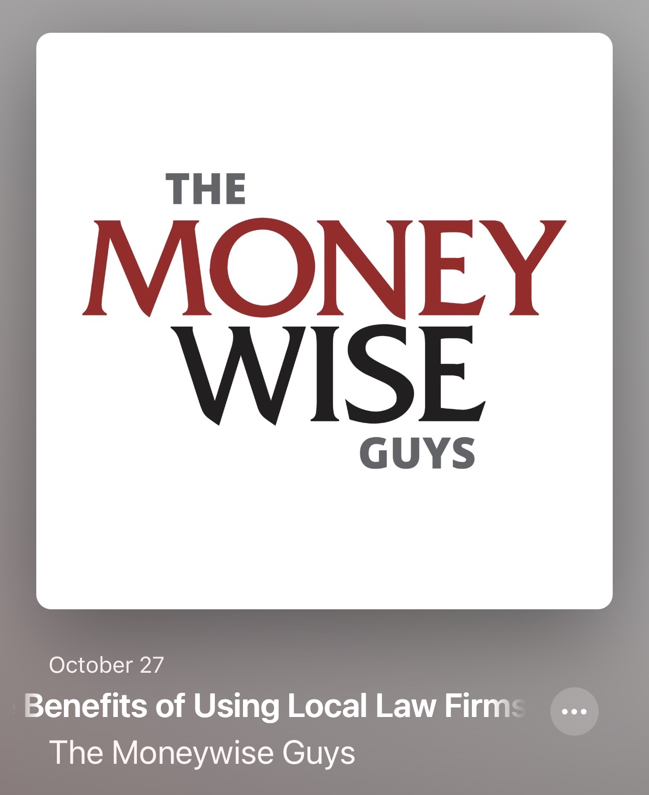 The Moneywise Show: The Benefits of Using Local Law Firms