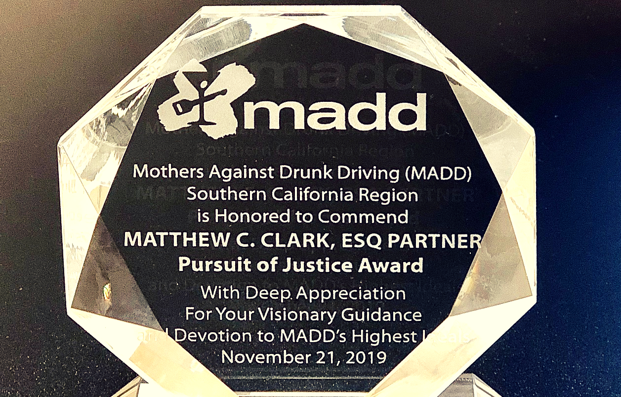 Chain | Cohn | Clark attorney awarded MADD Southern California ‘Pursuit of Justice Award’
