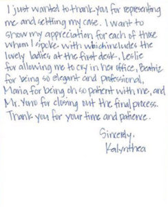 Thank you from Kathy